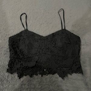 Design Lab by Lord & Taylor Cropped Lace Top - Black